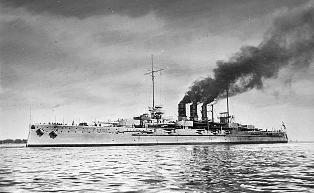 Battleships became the main form of capital ship after sailing vessels fell out of use, and remained so up to World War II. Shown is the German SMS He