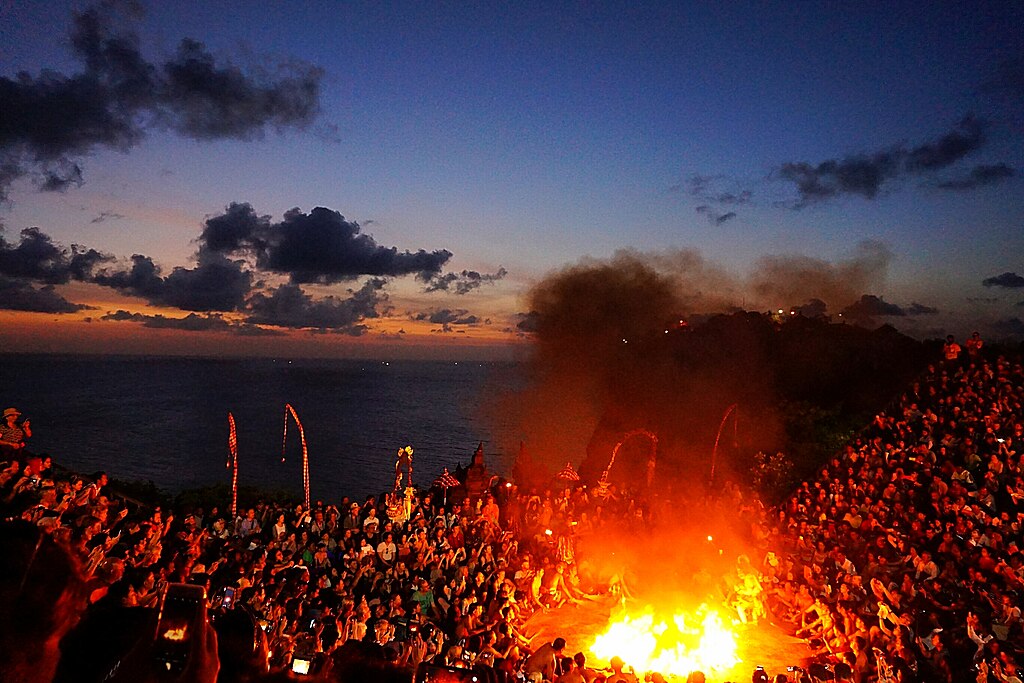 Burning fire in Ramayana Kecak Dance