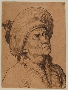 Bust of a Man in a Hat Gazing Upward, drawing