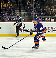 De Haan with the Islanders in 2017 Calvin de Haan - Colorado Avalanche vs New York Islanders (11-5-17).jpg