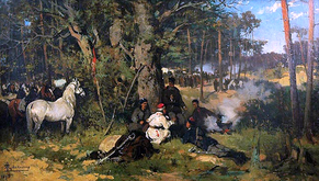«Лагер студзеньскіх паўстанцаў у лесе», 1875