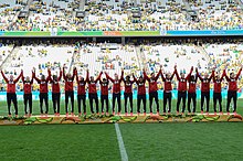 The team defeated Brazil for the bronze medal at the 2016 Olympics in Rio Canada vence o Brasil no futebol feminino, na Rio 2016 (28807777400).jpg