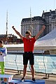 Deutsch: Kanusport bei den Olympischen Jugendspielen 2018; Tag 10, 16. Oktober 2018; Finale Jungen Einer-Kajak-Slalom: Lan Tominc (Slowenien, Gold) - Guan Changheng (China, Silber) - Tom Bouchardon (Frankreich, Bronze) English: Canoeing at the 2018 Summer Youth Olympics at 16 October 2018 – Boys' K1 slalom Gold Medal Race: Lan Tominc (Slovenia, gold) - Guan Changheng (China, silver) - Tom Bouchardon (France, bronze)