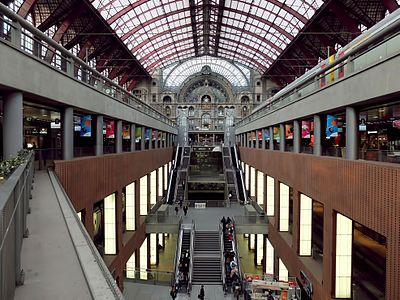 The different levels inside Central station in Antwerp