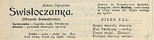 Пачатак паэмы «Свіслачанка» Гэлены Цэпрынскай (газета Litwa, 1909)