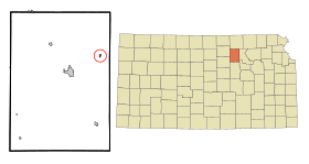 Clay County Kansas Incorporated and Unincorporated areas Green Highlighted.svg