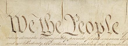 Detail of the handwritten copy of the Preamble