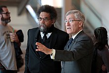 West (left) with Robert P. George (right) in 2018 Cornel West & Robert P. George (28154741749).jpg