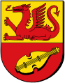 Wappen des Landkreises Alzey-Worms (oben der Nibelungendrache)