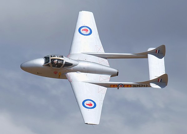 A restored, privately owned de Havilland Vampire warbird