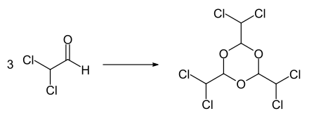 Dichloroacetaldehyde reaction02.svg