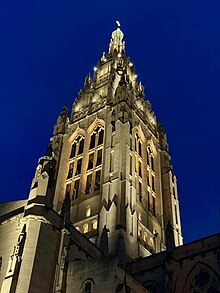 New exterior lighting as viewed from Whitfield Street. ELPC Tower Illuminated.jpg