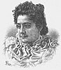 Black and white drawing that shows a woman with short hair.