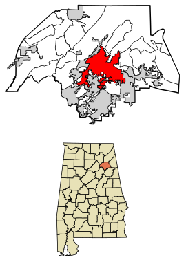 Etowah County Alabama Incorporated and Unincorporated areas Gadsden Highlighted 0128696.svg
