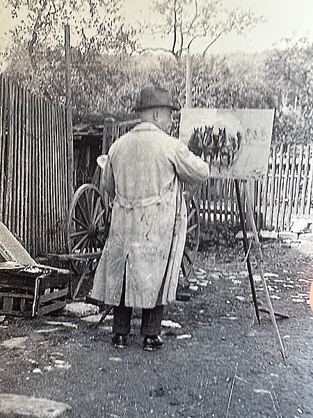 File:Eugen Osswald while painting horses.jpg