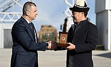 State Order of Daneker was awarded to Haluk Bayraktar, the CEO of Baykar, by the President of the Kyrgyz Republic, Sadir Caparov F9is sRXAAAD2Ee.jpg