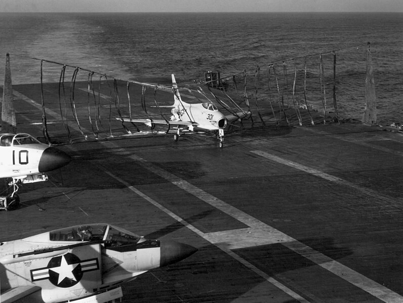 File:FJ-4B VA-146 barrier crash USS Oriskany (CVA-34) 1960.jpeg