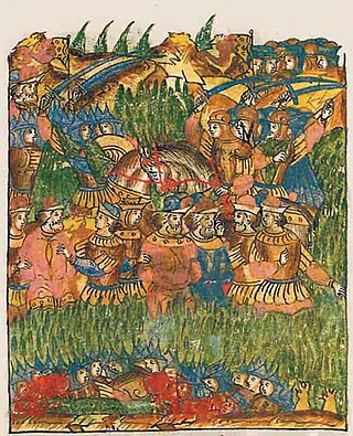 Малюнок XVI ст., який зображує битву під Оршею
