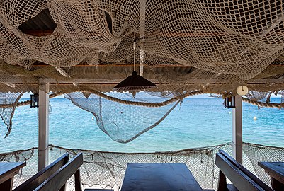 Fishing-themed restaurant terrace, Zaostrog, Croatia