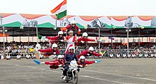 Motor cycle stunts on Independence day Flag hoisting ceremony of Independence day in Bhuj.jpg