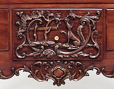 A wooden panel from an 18th-century chest of drawers Fox and grapes jugiez.jpg