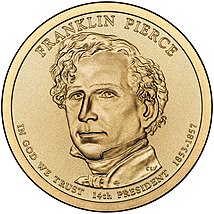 A one-dollar coin featuring Pierce