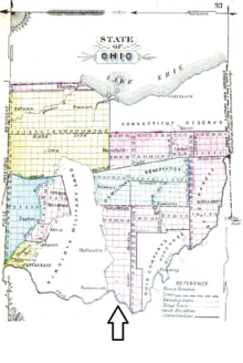 Stara mapa przedstawiająca większość miasteczek w Ohio.