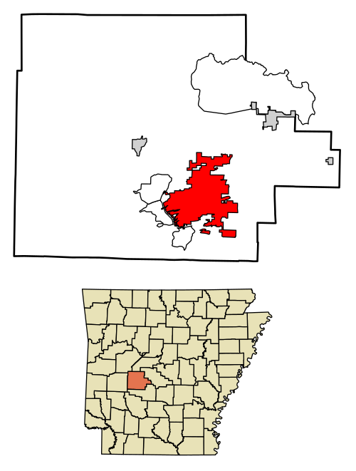Location of Hot Springs in Garland County, Arkansas.