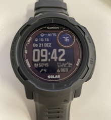 A Garmin watch tracking activity and health data Garmin Instinct 2 Solar Smartwatch Fitness tracker activity.png