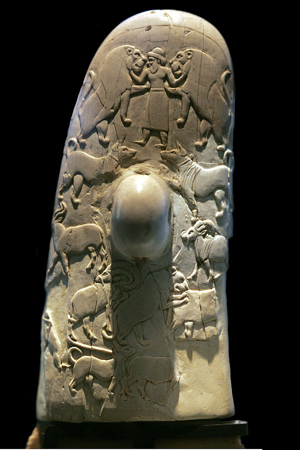 Gebel al-Arak knife Possibly depiction of El with two lions, B.C. 3450[1]