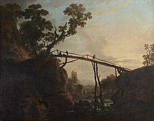 A River Landscape with a Wooden Bridge