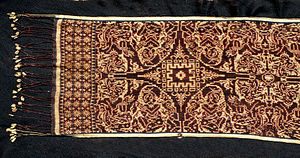 Portion of a Geringsing Wayang Putri textile 200 x 40 cm Gerinsing wayang,40 x 200 cm from the collection of Balique Arts of Indonesia..JPG