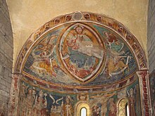 Interior of the Church of S. Nicolao Giornico Chiesa San Nicolao Affreschi Abside.jpg