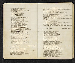 Manuscript by Emily Bronte that contains poems about Gondal, a paracosm. Gondal Poems.jpg