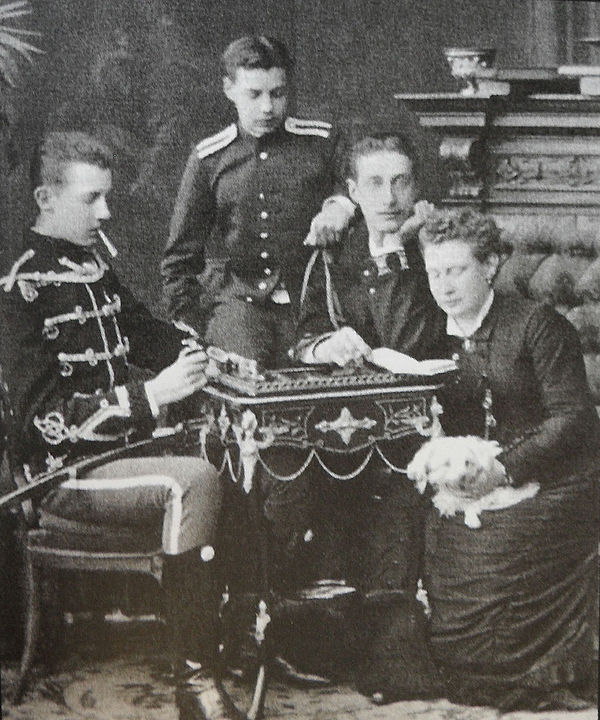 Grand Dukes Dmitry, Vyacheslav and Konstantin with their sister Grand Duchess Vera