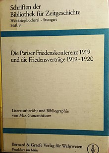 Gunzenhäuser - Die Pariser Friedenskonferenz 1919 (1970, kapak) .jpg