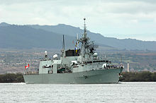 HMCS Ottawa (FFH 341) is an example of a Halifax Class vessel. HMCS Ottawa (FF 341).jpg