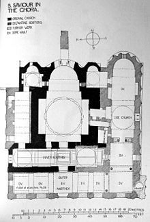 Floorplan of the Chora Church, showing both inner and outer narthex. HSX Millingen 1912 fig 105.jpg