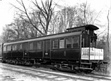 Bagagerijtuig NS 1 van de koninklijke trein van de N.S. te Lunetten bij Utrecht; 1938.