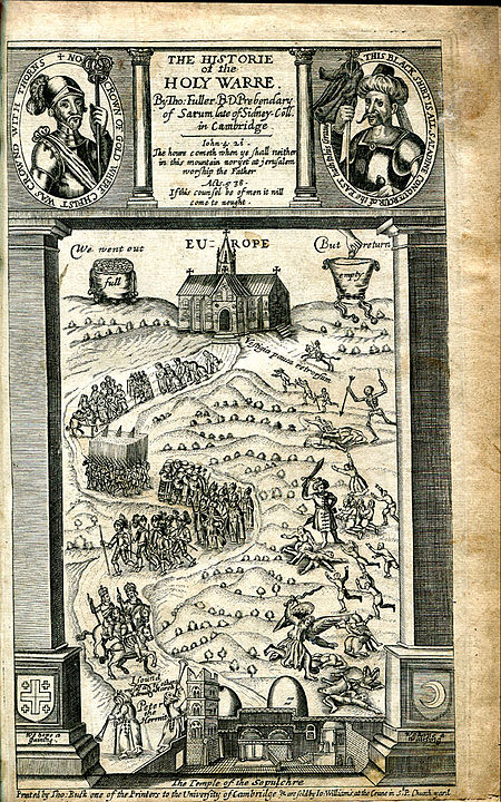 トーマス・フラーによる聖戦の歴史の第3版の刻まれたタイトルページ、1647年 Wikipediaより