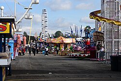 An overview of the fairground from Walton Street during the 2023 instalment of Hull Fair.