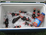 Kjølebag med isbiter for å holde drikkevarer kalde.