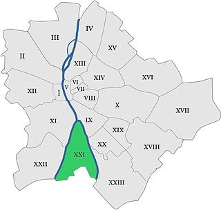 Poziția sectorului în Budapesta (cu verde)