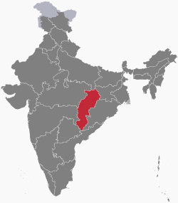 Location of Chhattisgarh in India