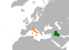نقشهٔ موقعیت ایتالیا و عراق.