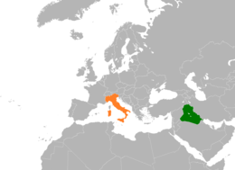 Carte indiquant l'emplacement de l'Irak et de l'Italie