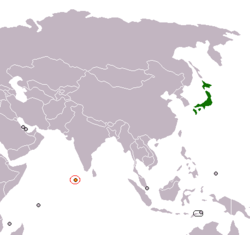 JapanとMaldivesの位置を示した地図