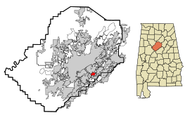 Jefferson County Alabama Incorporated and Unincorporated areas Cahaba Heights Highlighted.svg