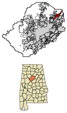 Jefferson County Alabama Zone încorporate și necorporate Clay Highlighted 0115256.svg