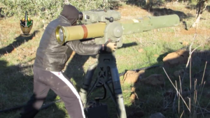 A Sword of al-Sham fighter with the American anti-tank missile BGM-71 TOW